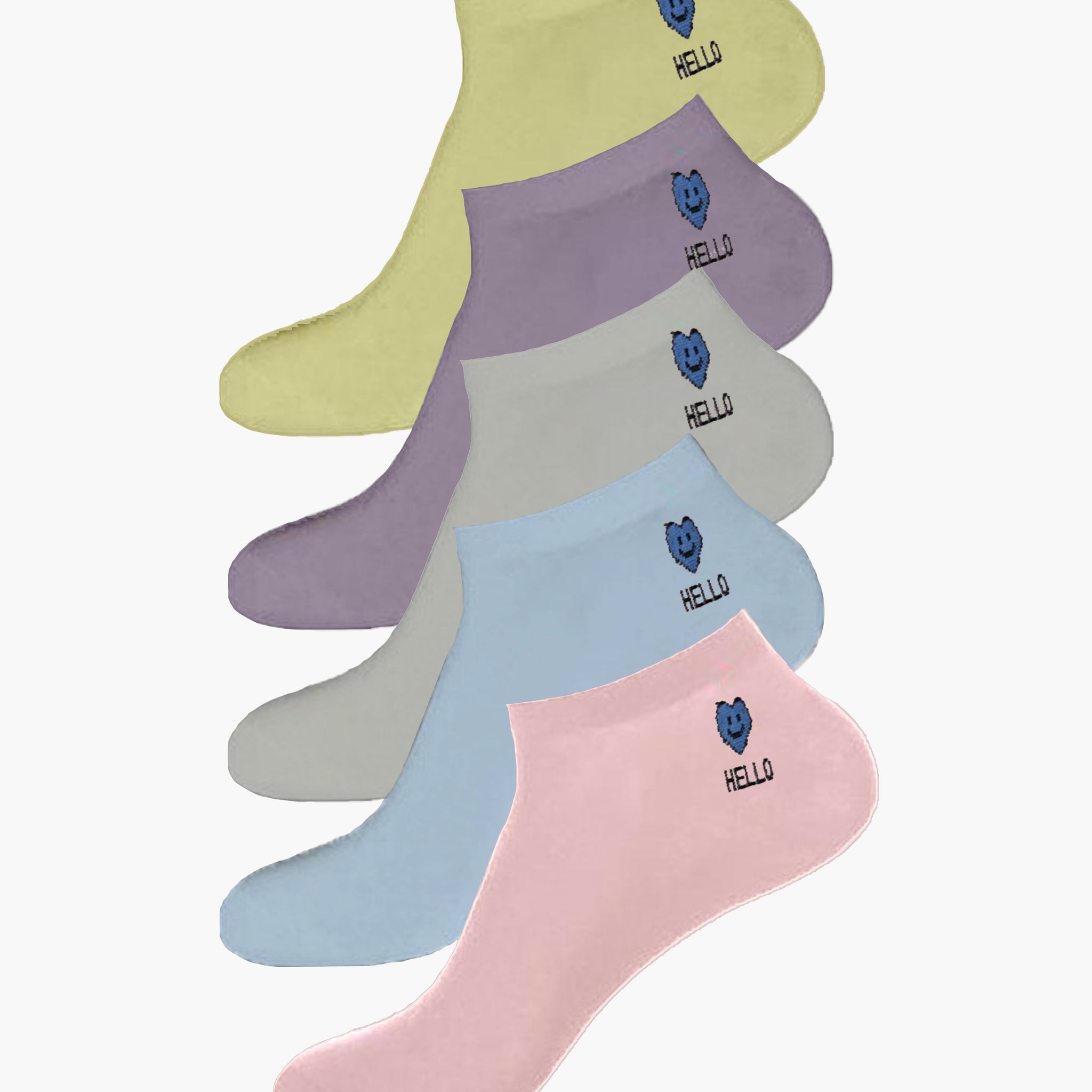 Cute Hello Ankle Socks (Pack of 5)