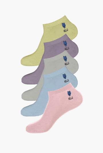 Cute Hello Ankle Socks (Pack of 5)