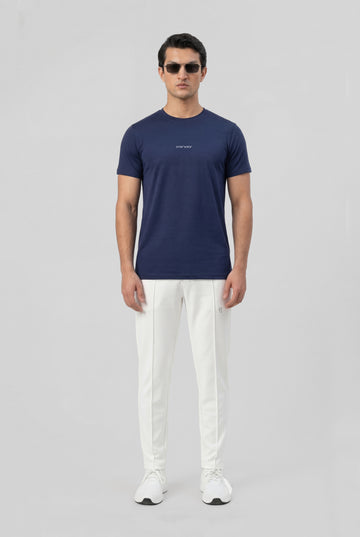 Mens - Imported Shirt - Stretchable Bee Mesh - Navy + Polyester Elite Pro Trouser - White