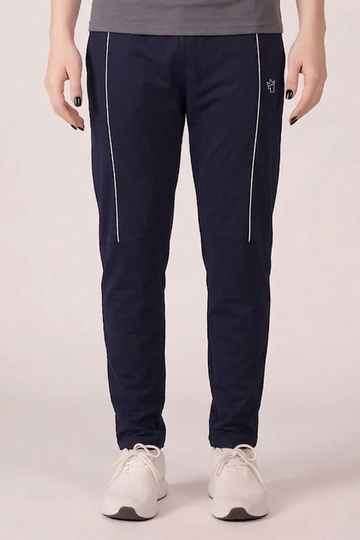 Womens - Polyester Trouser - Half Line Navy