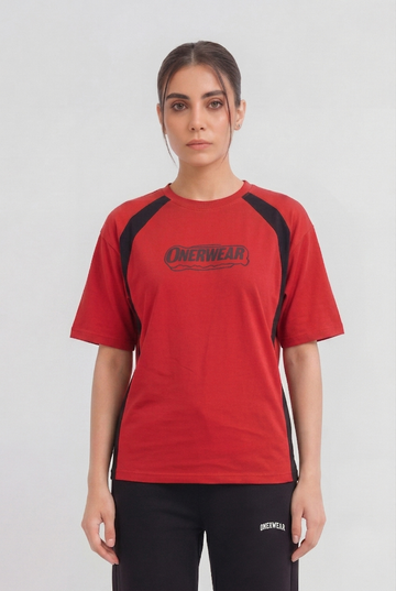 Women - Cotton Shirt - Onerwear Signature Drop Shoulder - Red