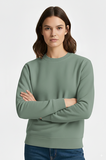 Sage Green Baggy Drop Women Sweatshirt