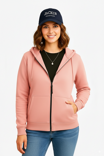Pink Zipper Women Hoodie