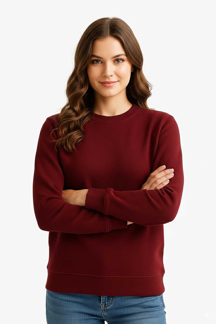 Maroon Baggy Drop Women Sweatshirt