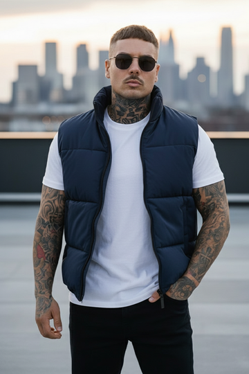 Mens - Puffer Jacket (Sleeveless) - Navy Blue