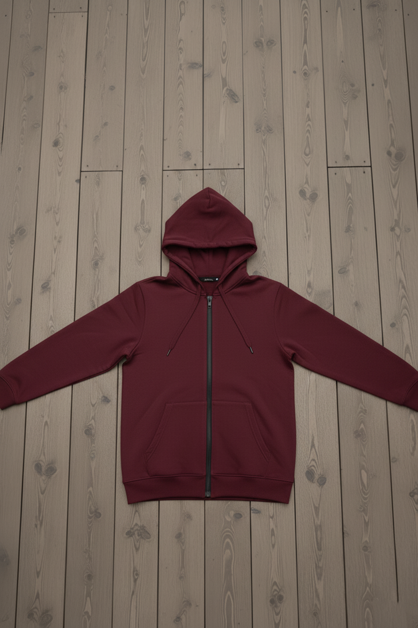 Men's - Zipper Hoodie - Maroon