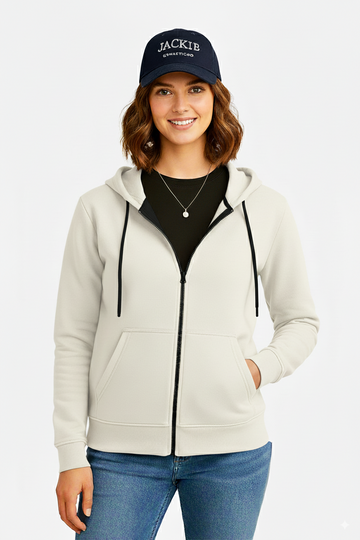 Off White Zipper Women Hoodie