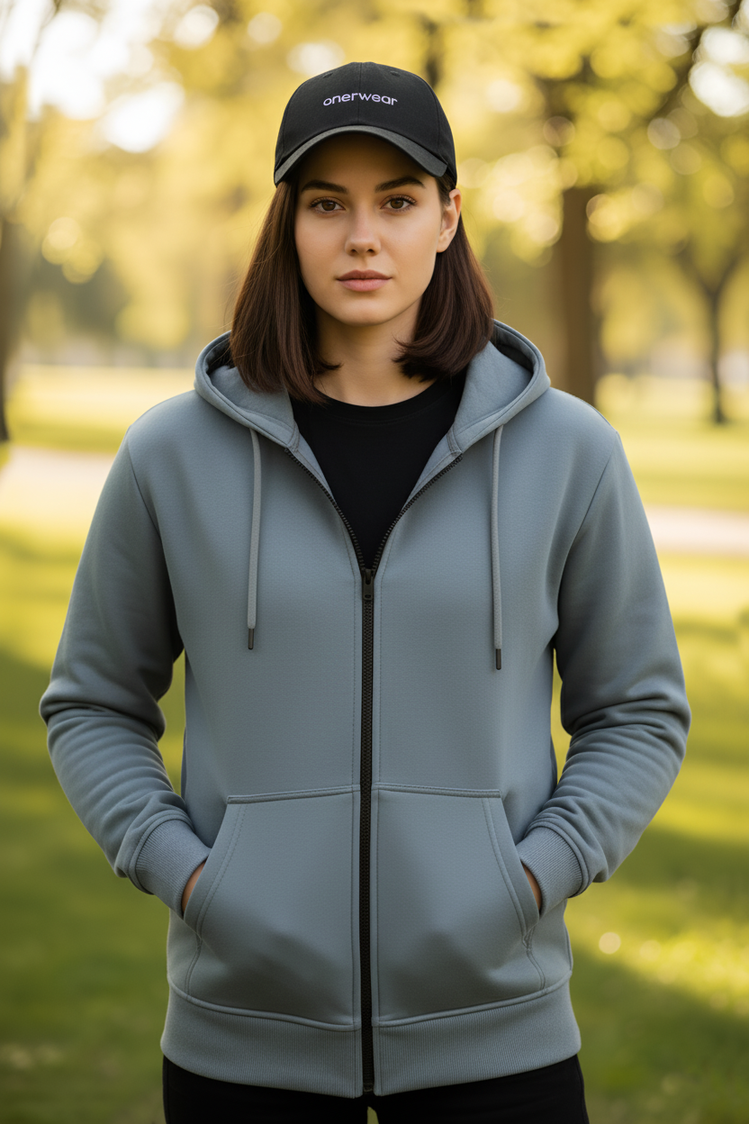 Women's - Zipper Women Hoodie - Gray
