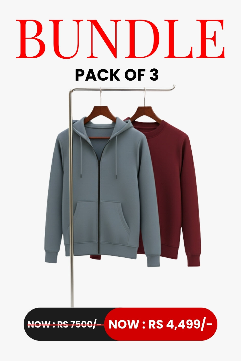 Women’s - Hoodie & Sweatshirt - Bundle Offer - Gray & Maroon