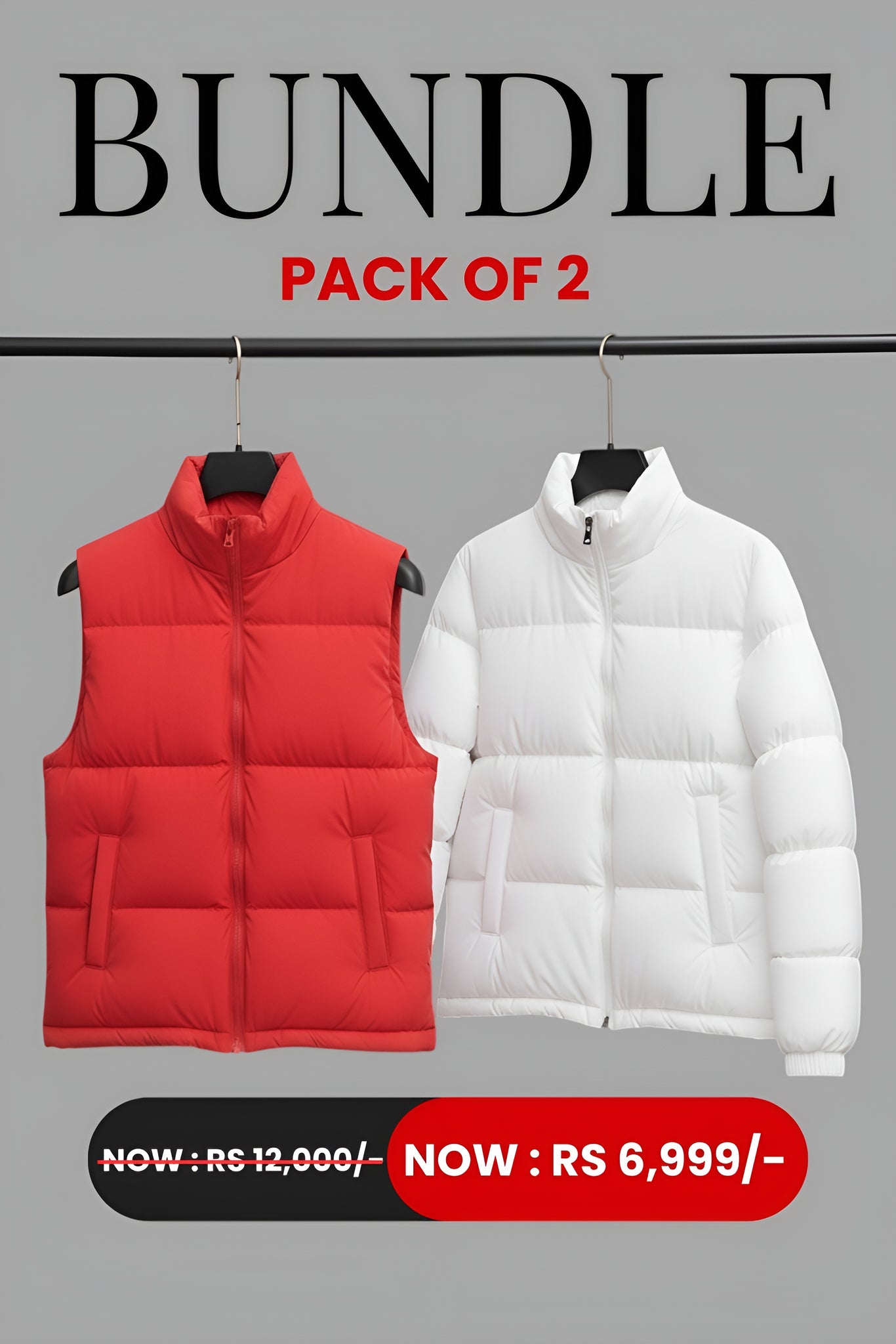 Women’s - Puffer Jacket's - Bundle Offer - Red & White