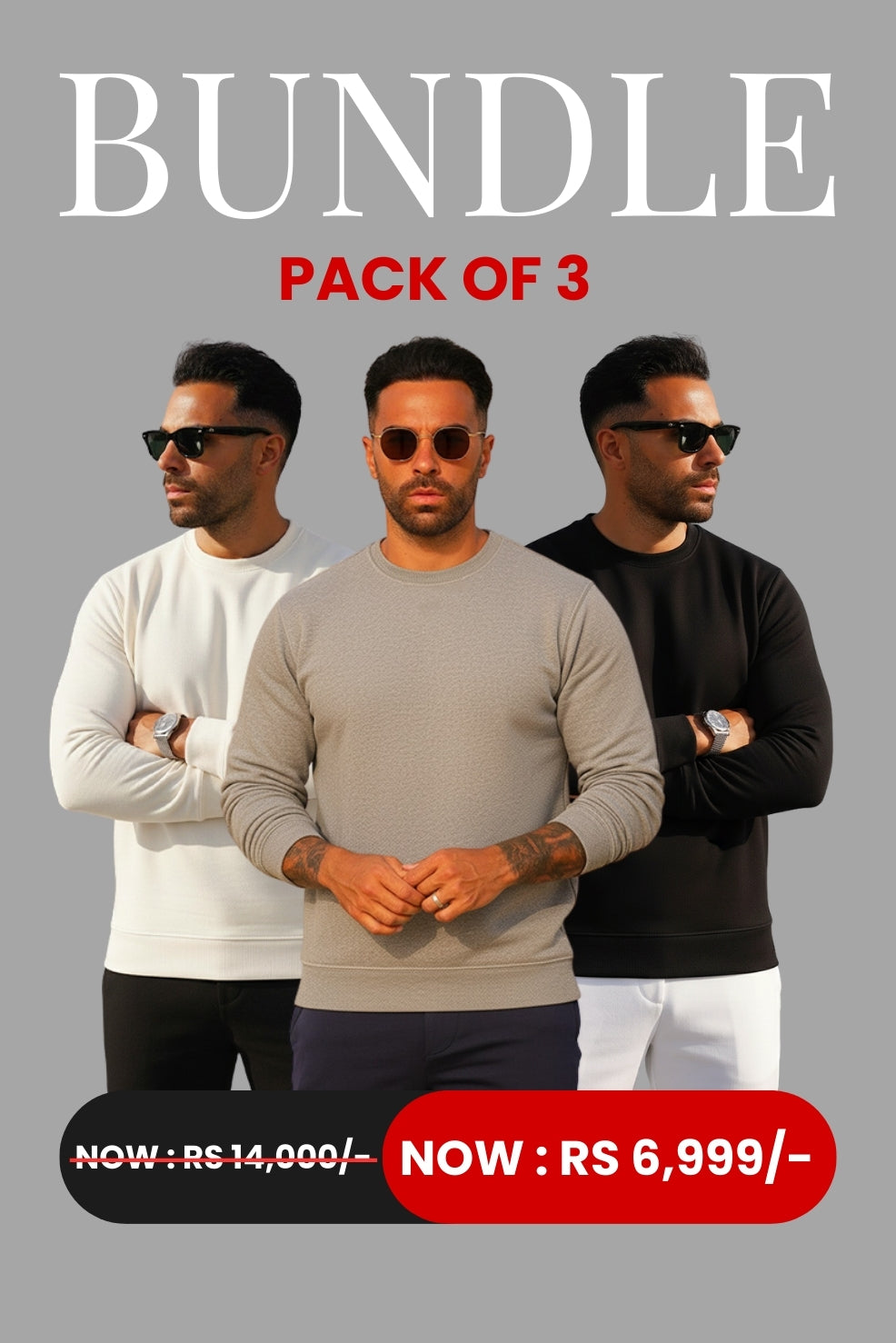 3-Pack Drop Shoulder Sweatshirt