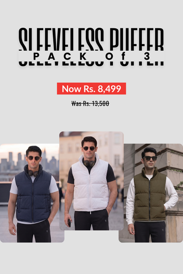 Mens - Puffer Jacket (Sleeveless) - Bundle Offer Navy White Olive