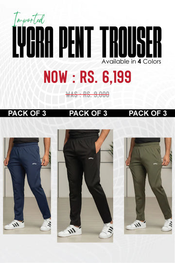 Mens - Imported Lycra Pent Trouser - Pack Of 3