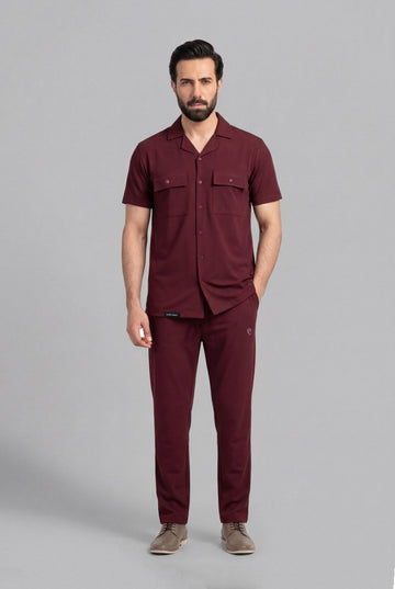 Mens - Imported Tracksuit - Safari Co-Ord Set - Maroon