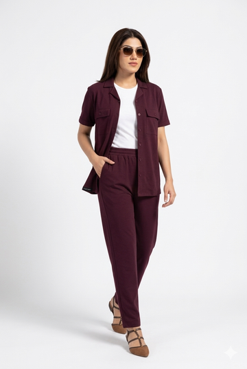 Womens - Safari Co-Ord Set - Maroon