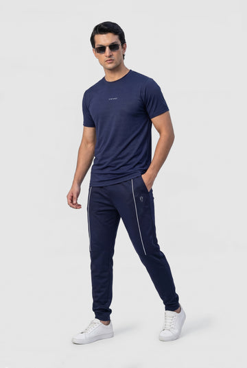 Mens - Imported Tracksuit - Bee Navy Half Line