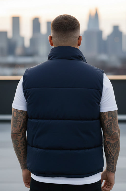 Mens - Puffer Jacket (Sleeveless) - Navy Blue