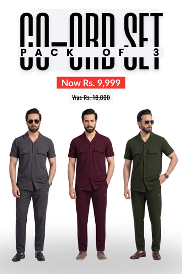 Mens - Safari Co-Ord Set - Bundle Offer - Gray, Olive & Maroon
