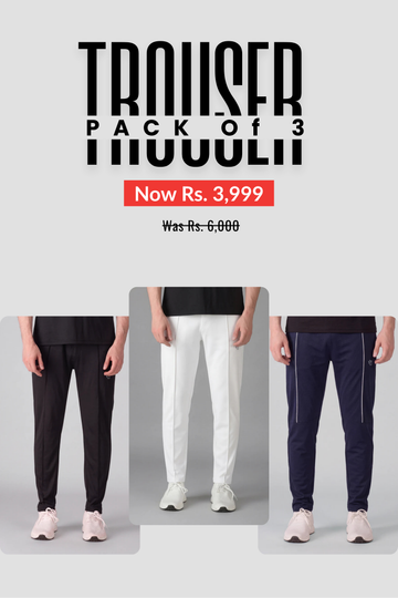 Mens - Polyester Trouser - Bundle Offer Black, White & Line Navy