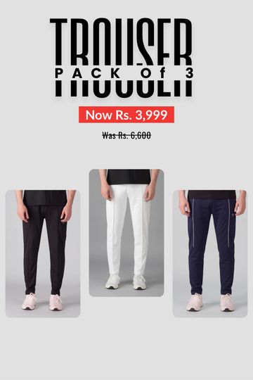 Mens - Polyester Trouser - Bundle Offer Black, White & Line Navy