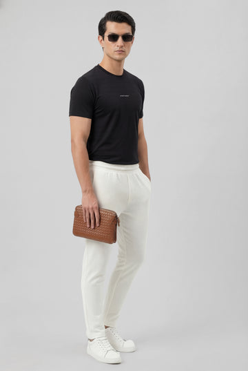 Mens - Imported Shirt - Stretchable Bee Mesh - Black + Imported Dot Mesh Trouser - Off White