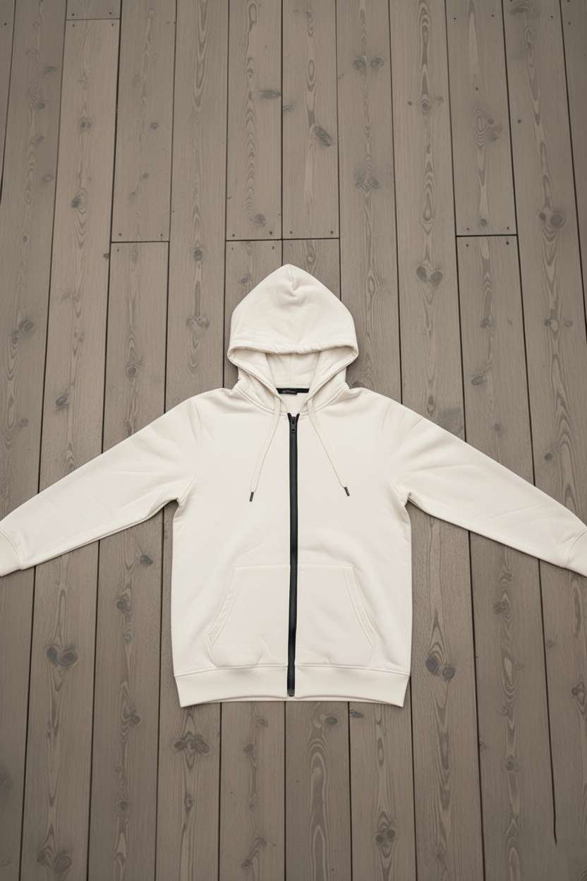 Men's - Zipper Hoodie - Off White