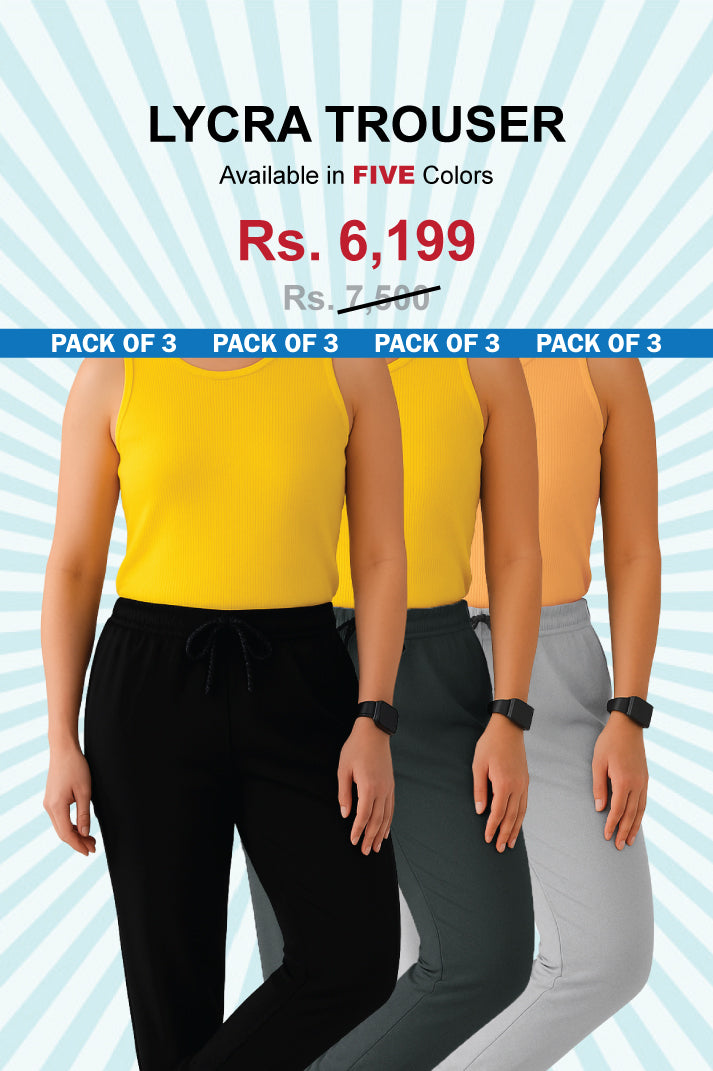 Pack of 3 Lycra Women Trousers