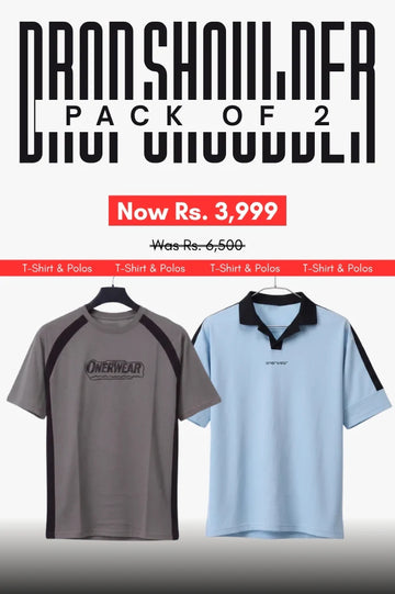 Mens - Shirt & Polo - Bundle Offer - Twin Stripe Drop Shoulder - Gray & Blue