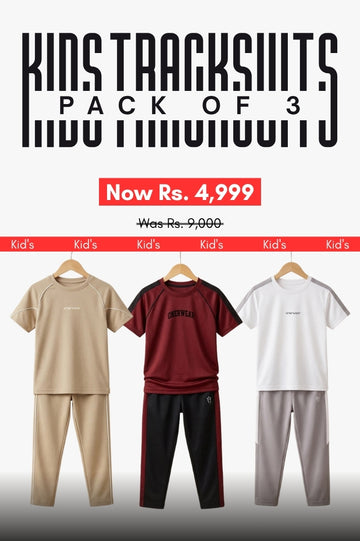 Kid's - Polyester Tracksuit - Bundle Offer - Camel Stirde, Maroon Rush & Prestige