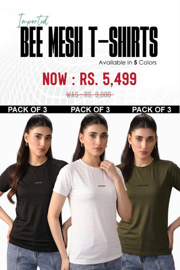 Womens - Imported Stretchable Bee Mesh Shirts - Pack Of 3