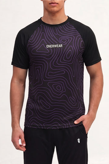 Mens - Polyester T Shirt - Purple Squally