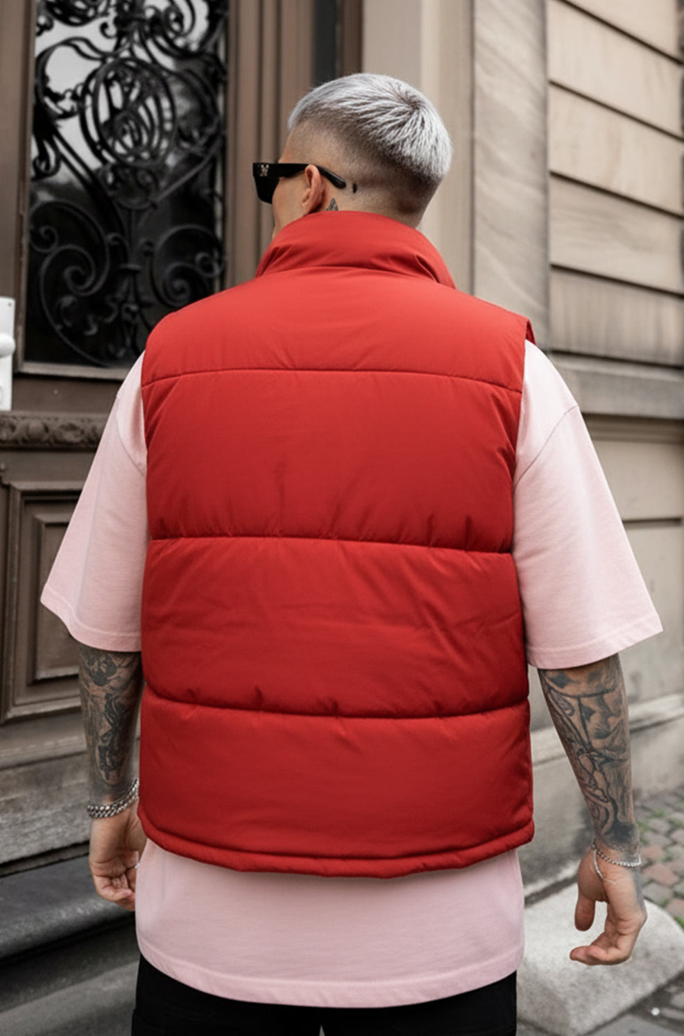 Mens - Puffer Jacket (Half Sleeves) - Red