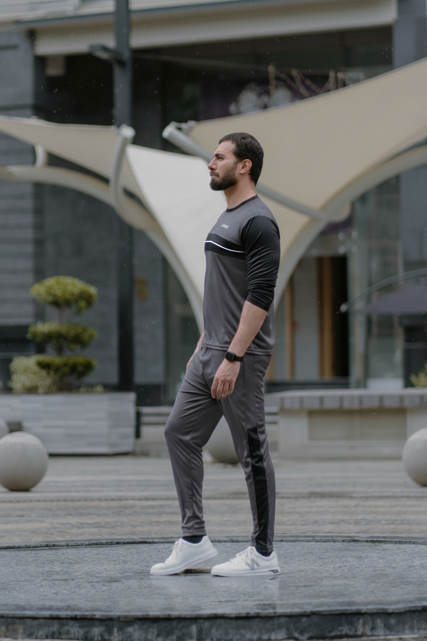 Mens - Polyester Tracksuit - Gray Jetset