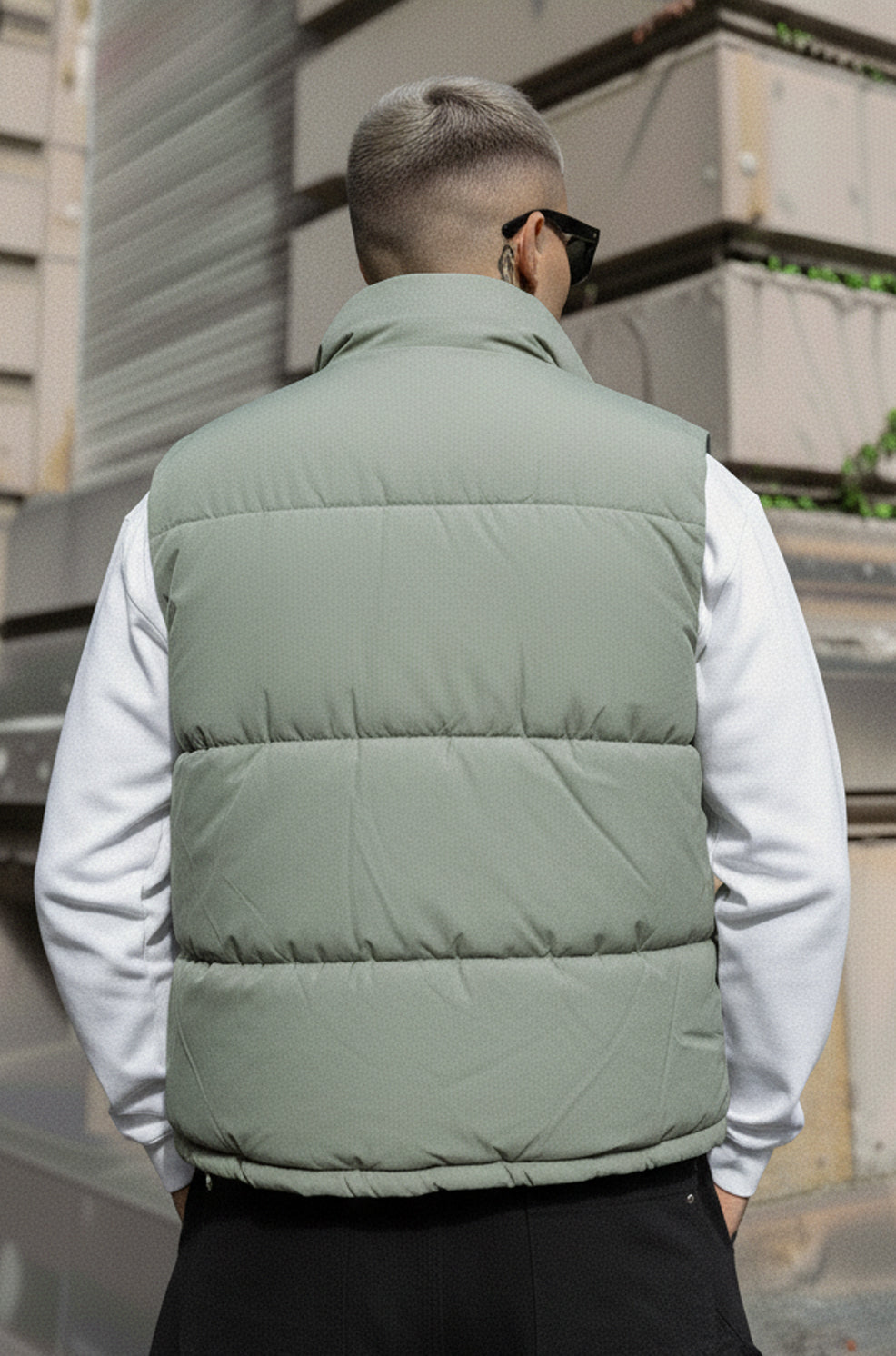 Mens - Puffer Jacket (Half Sleeves) - Green