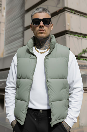 Mens - Puffer Jacket (Half Sleeves) - Green