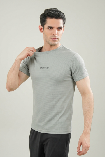 Mens - Imported Shirt - Stretchable Dot Mesh - Silver Gray
