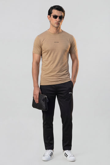 Mens - Imported Shirt - Stretchable Bee Mesh - Skin + Imported Lycra Pent Trouser - Black