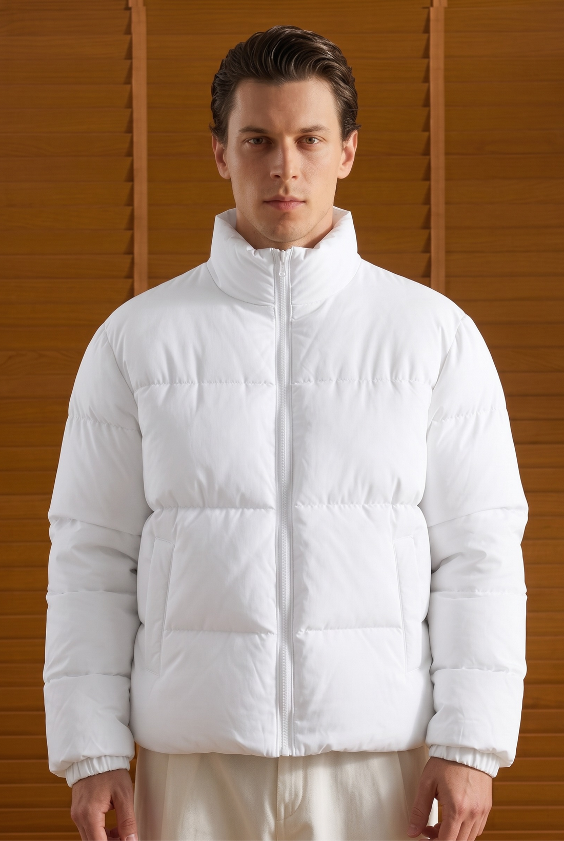 Mens -  Puffer Jacket Set - White Black
