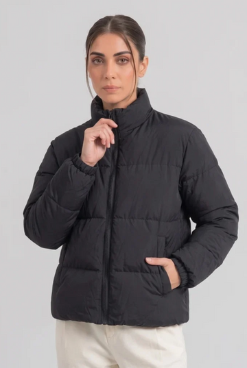 Women's - Puffer Jacket (Full Sleeves) - Black