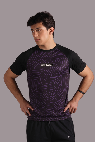 Mens - Polyester T Shirt - Purple Squally