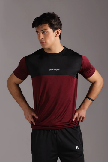 Mens - Polyester T Shirt - Black Ruby