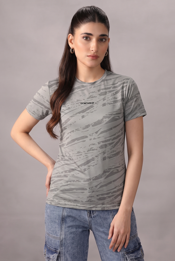 Womens - Imported Shirt - Camo Waves Sliver Gray