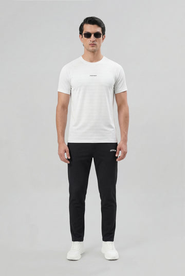 Mens - Imported Shirt - Stretchable Bee Mesh - White + Imported Dot Mesh Trouser - Black