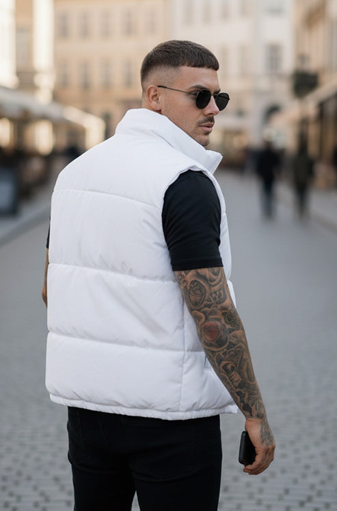 Mens - Puffer Jacket (Sleeveless) - White