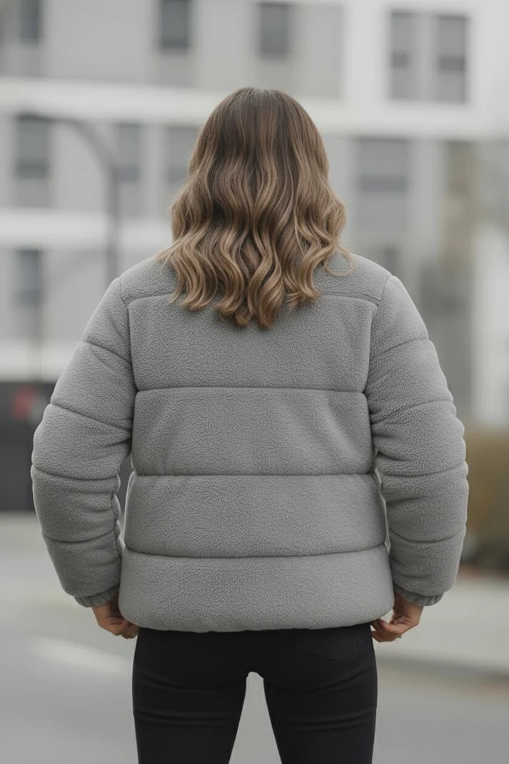 Women's - Sherpa Puffer Jacket - Light Gray