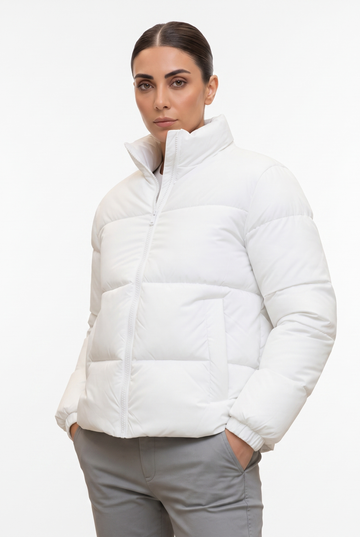 Women's - Puffer Jacket (Full Sleeves) - White