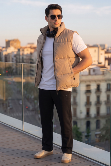 Mens - Sleevless Puffer Jacket Set - Skin Black