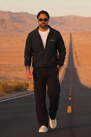 Mens -  Wind Breaker Jacket Set - Black