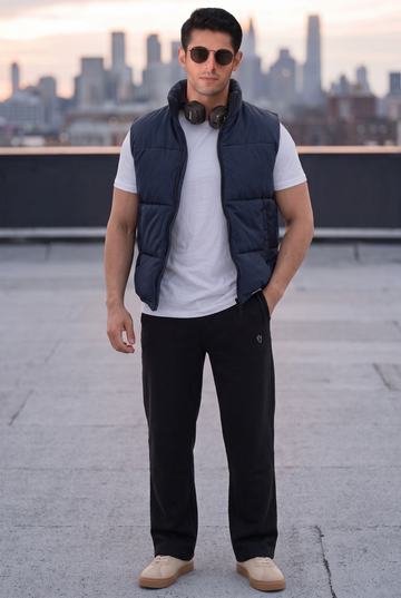 Mens - Sleevless Puffer Jacket Set - Navy Black