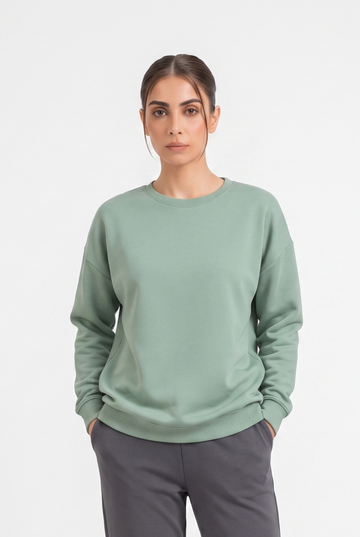 Womens - Baggy Drop Sweatshirt - Sage Green